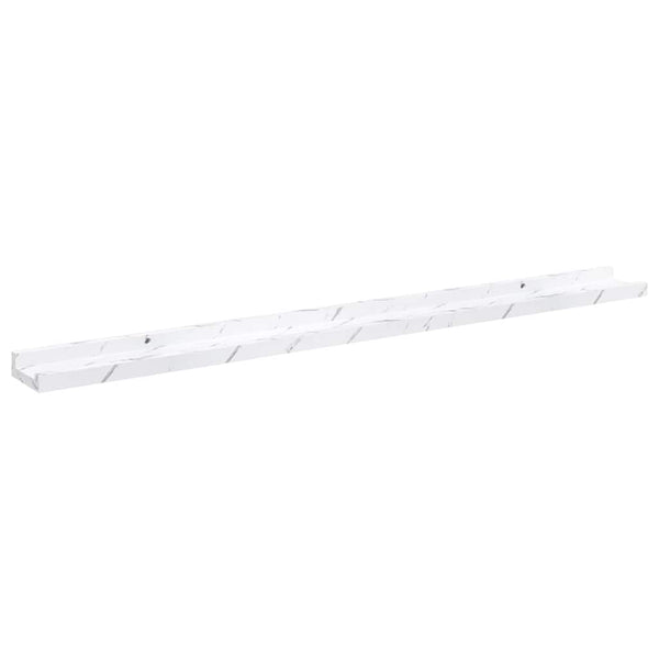 Seinähylly 2 kpl Valkoinen marmori 100 x 9 x 3 cm Tekninen puu