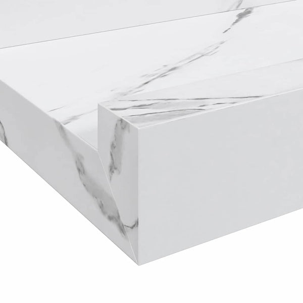 Seinähylly 4 kpl Valkoinen marmori 60 x 9 x 3 cm Tekninen puu