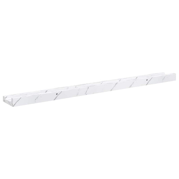 Seinähylly 4 kpl Valkoinen marmori 80 x 9 x 3 cm Tekninen puu