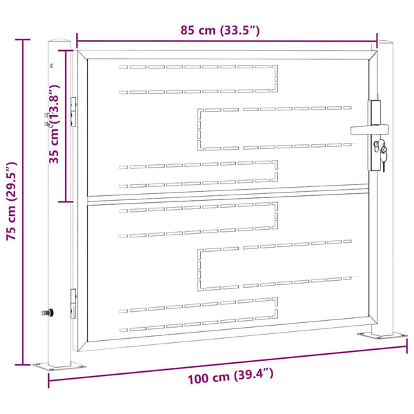 Puutarhaportti 85 x 70 cm Ruostumaton teräs Hopea Lukittava