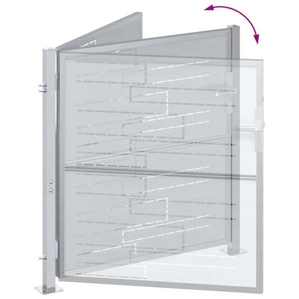 Puutarhaportti lukkoon Hopea 85 x 97 cm Ruostumaton teräs