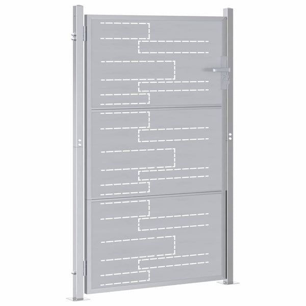 Puutarhaportti 85 x 144 cm Ruostumaton teräs Hopea Lukittava