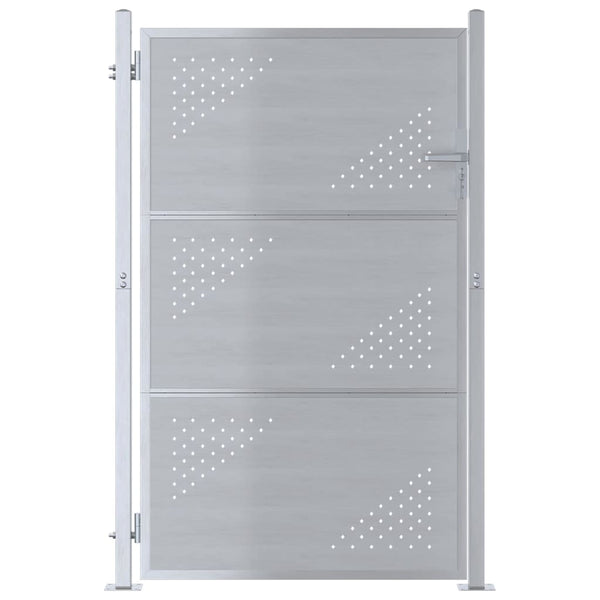 Puutarhaportti 85 x 144 cm Ruostumaton teräs Hopea Lukittava
