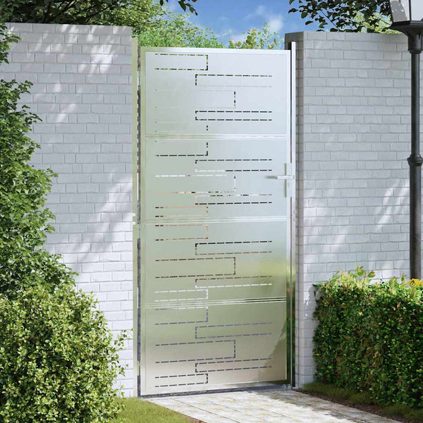 Puutarhaportti 85 x 174 cm Ruostumaton teräs Hopea Lukittava
