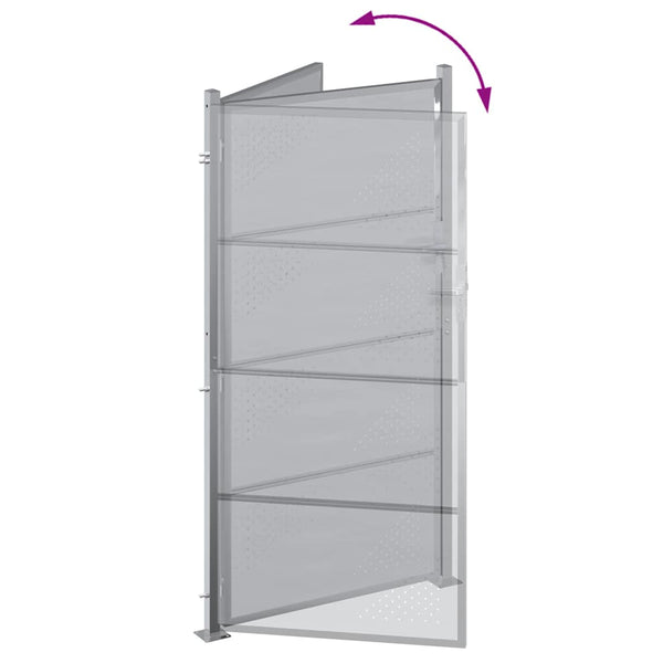 Puutarhaportti 85 x 174 cm Ruostumaton teräs Hopea Lukittava