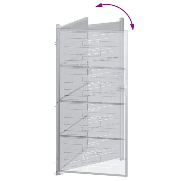 Puutarhaportti 85 x 196 cm Ruostumaton teräs Hopea Lukittava