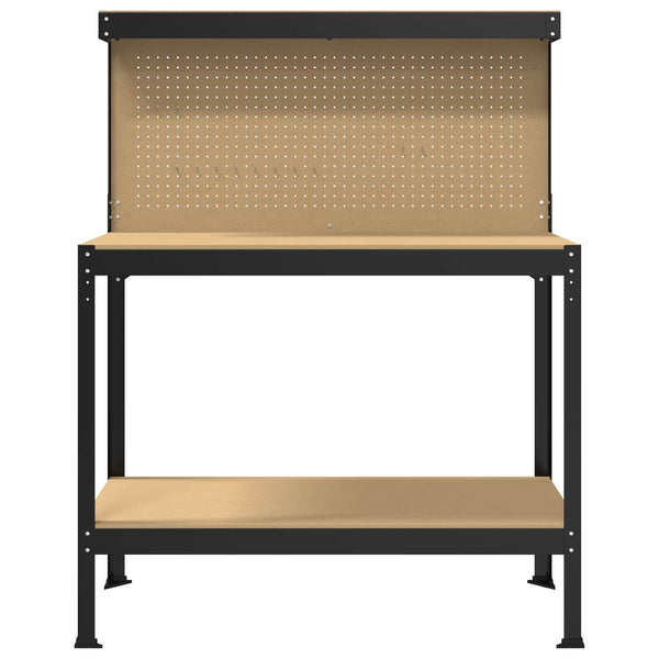 Työpöytä Musta 114 x 54 x 145 cm Merkityltään puu ja metalli