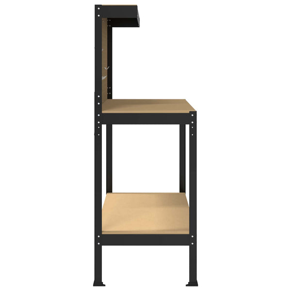 Työpöytä Musta 114 x 54 x 145 cm Merkityltään puu ja metalli