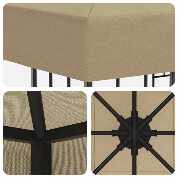 Huvimaja 3 x 3 m Beige Polyesteri ja teräs 190 gsm