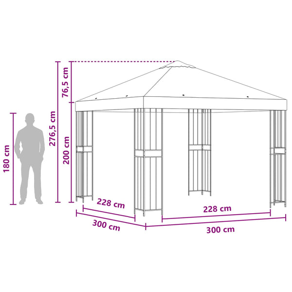 Huvimaja 3 x 3 m Antrasiitti Polyesteri ja teräs 190 gsm