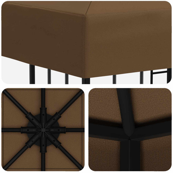 Huvimaja 3 x 3 m Taupe Polyesteri ja teräs 190 gsm