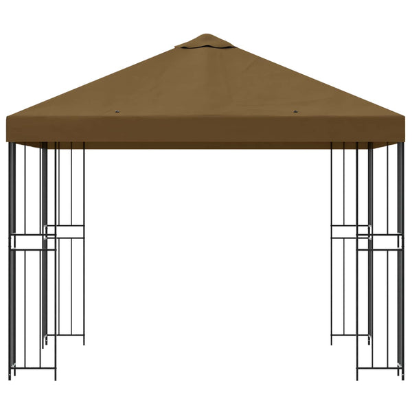 Huvimaja 3 x 3 m Taupe Polyesteri ja teräs 190 gsm