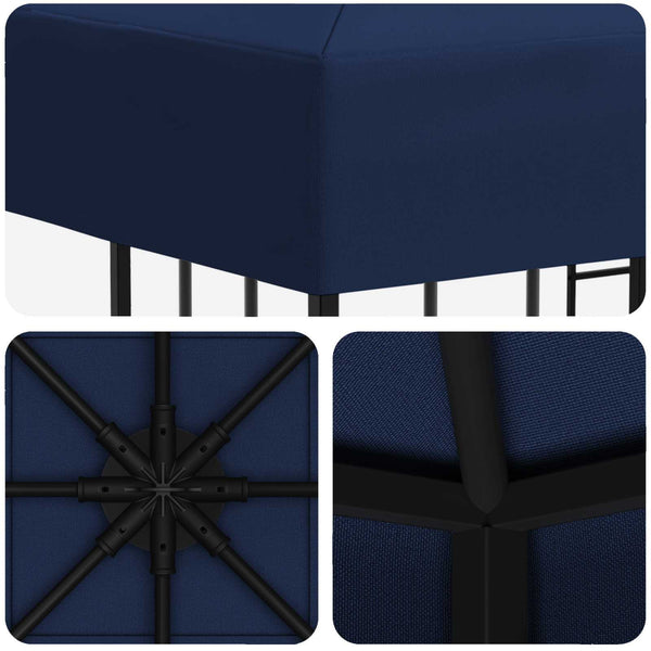 Huvimaja 3 x 3 m Sininen Polyesteri ja teräs 190 gsm