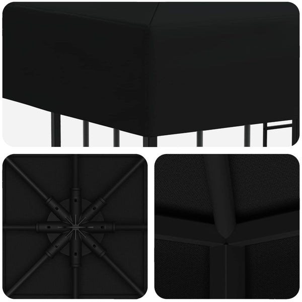 Huvimaja 3 x 3 m Musta Polyesteri ja teräs 190 gsm