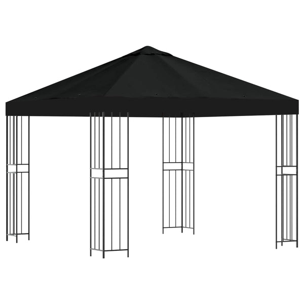 Huvimaja 3 x 3 m Musta Polyesteri ja teräs 190 gsm