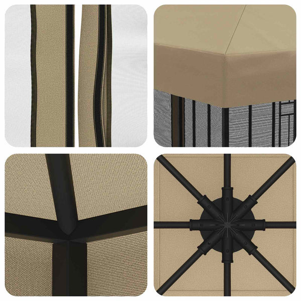 Puutarhamaja sivuseinillä 3 x 3 m Beige Polyesteri ja teräs