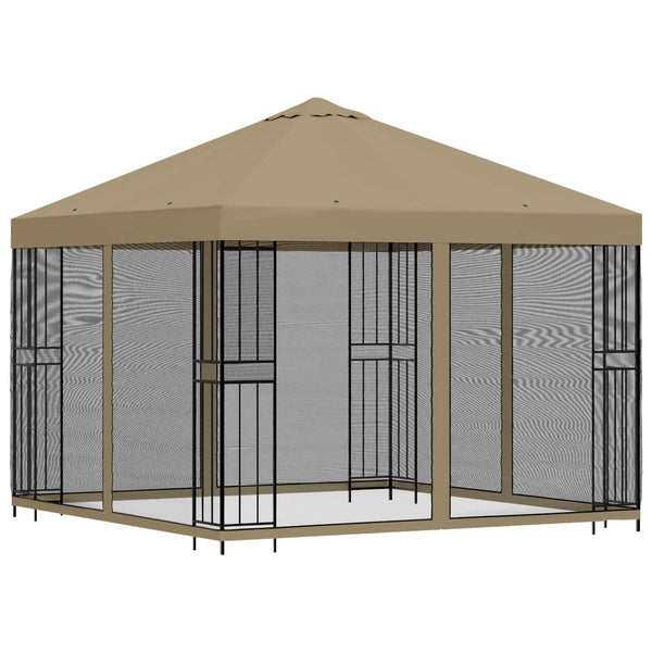 Puutarhamaja sivuseinillä 3 x 3 m Beige Polyesteri ja teräs