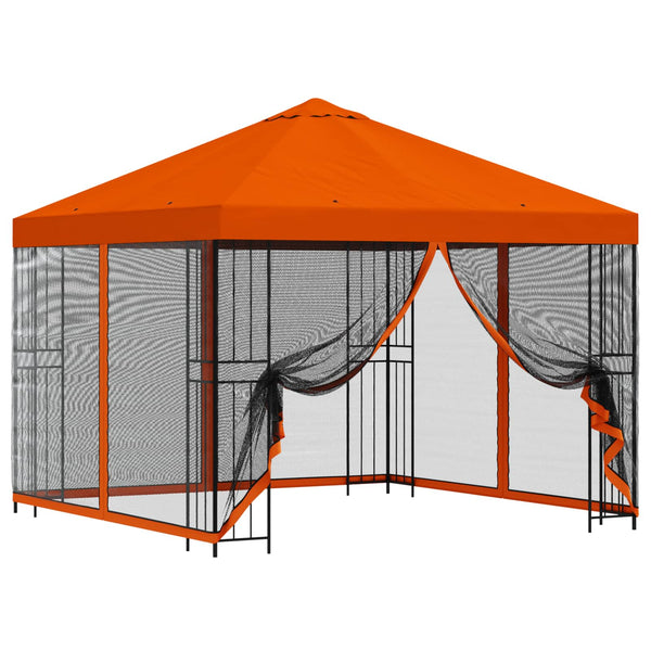 Puutarhamaja sivuseinillä 3 x 3 m Oranssi Polyesteri ja teräs