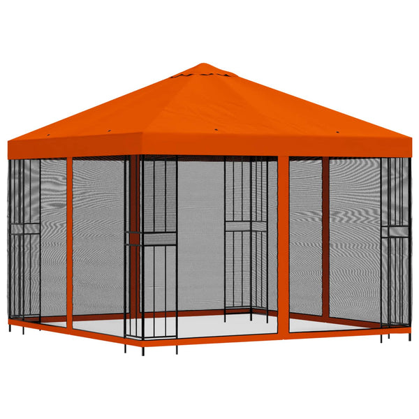 Puutarhamaja sivuseinillä 3 x 3 m Oranssi Polyesteri ja teräs