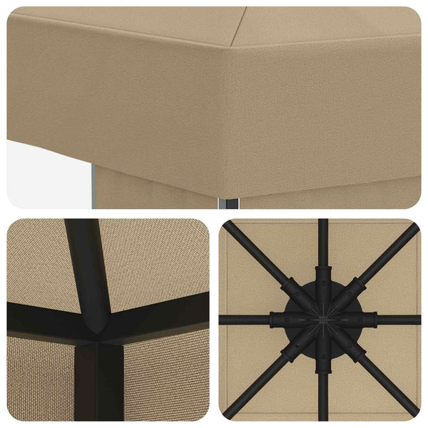 Huvimaja 3 x 3 m Beige Polyesteri ja teräs 190 gsm
