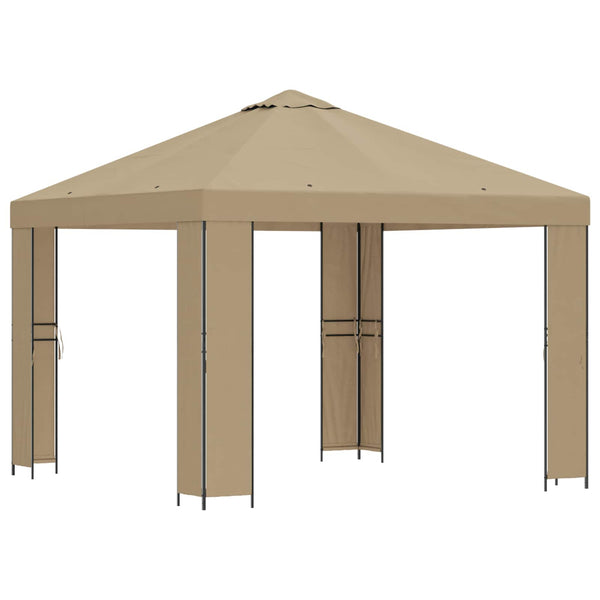 Huvimaja 3 x 3 m Beige Polyesteri ja teräs 190 gsm