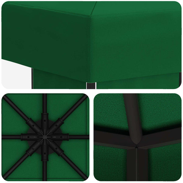 Huvimaja 3 x 3 m Vihreä Polyesteri ja teräs 190 gsm
