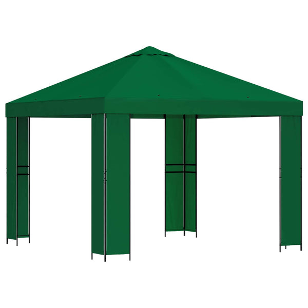 Huvimaja 3 x 3 m Vihreä Polyesteri ja teräs 190 gsm