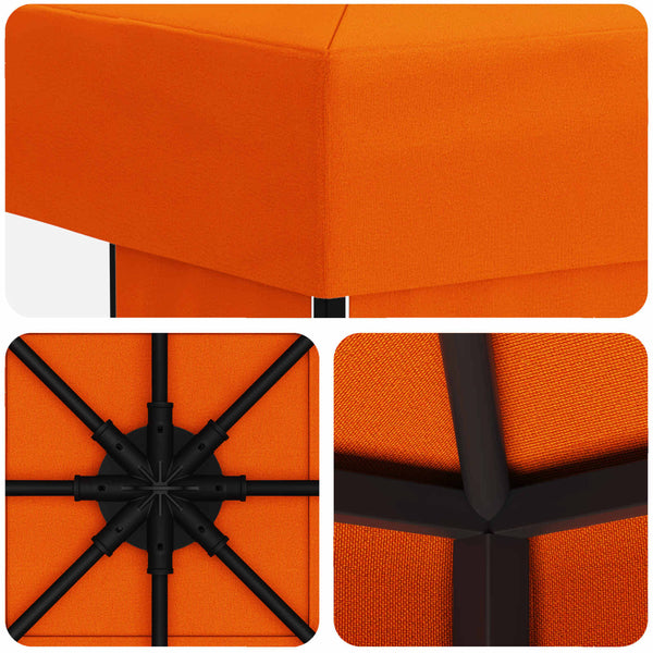 Huvimaja 3 x 3 m Oranssi Polyesteri ja teräs 190 gsm