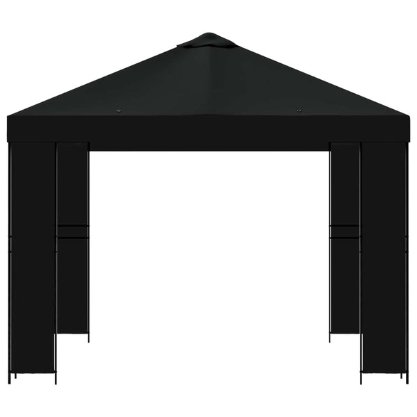 Huvimaja 3 x 3 m Musta Polyesteri ja teräs 190 gsm
