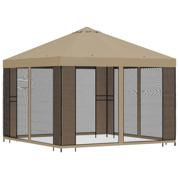 Puutarhamaja sivuseinillä 3 x 3 m Beige Polyesteri ja teräs