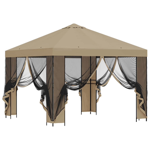 Puutarhamaja sivuseinillä 3 x 3 m Beige Polyesteri ja teräs