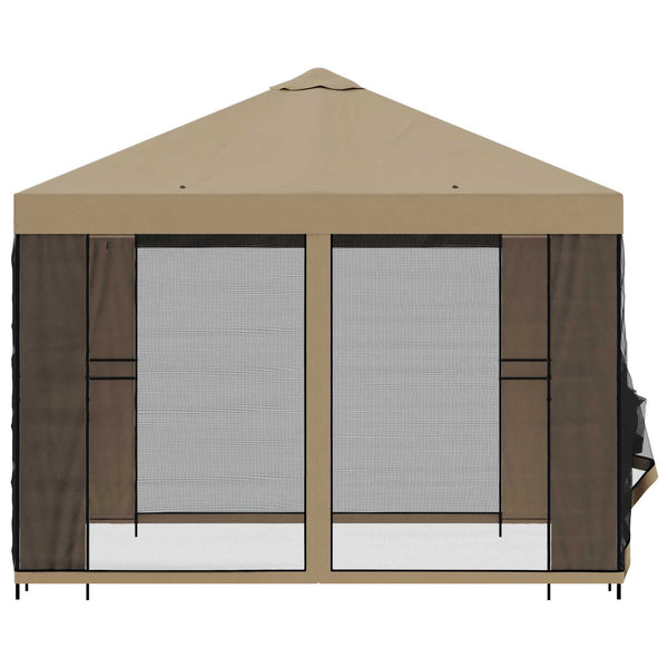 Puutarhamaja sivuseinillä 3 x 3 m Beige Polyesteri ja teräs