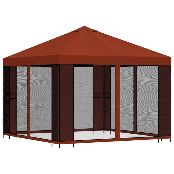 Puutarhamaja sivuseinillä 3 x 3 m Terrakotta