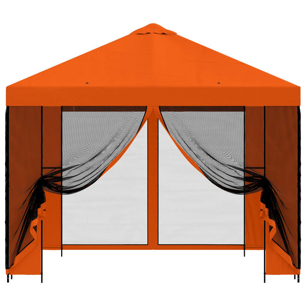 Puutarhamaja sivuseinillä 3 x 3 m Oranssi Polyesteri ja teräs