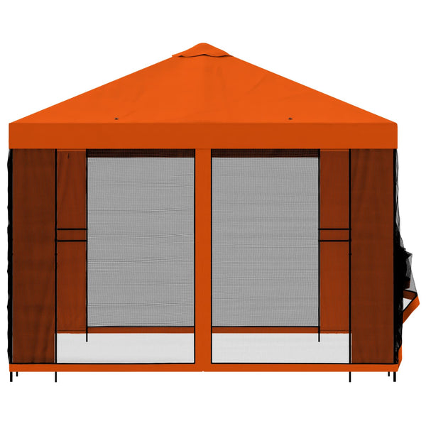Puutarhamaja sivuseinillä 3 x 3 m Oranssi Polyesteri ja teräs