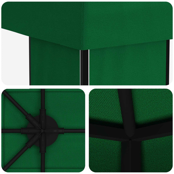 Huvimaja 4 × 3 m Vihreä Polyesteri ja teräs 190 gsm