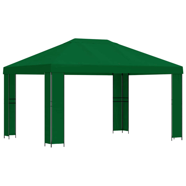 Huvimaja 4 × 3 m Vihreä Polyesteri ja teräs 190 gsm