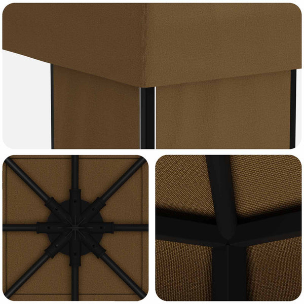 Huvimaja 4 × 3 m Taupe Polyesteri ja teräs 190 gsm