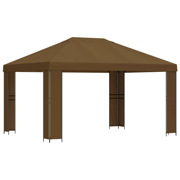 Huvimaja 4 × 3 m Taupe Polyesteri ja teräs 190 gsm