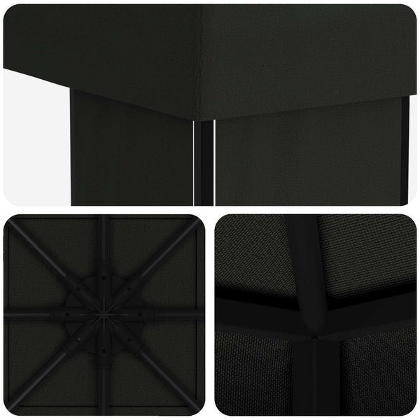 Huvimaja 4 × 3 m Musta Polyesteri ja teräs 190 gsm