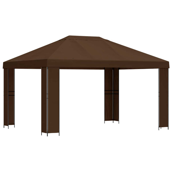 Huvimaja 4 × 3 m Ruskea Polyesteri ja teräs 190 gsm