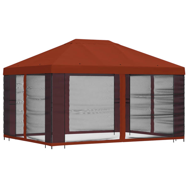 Paviljonki sivuseinillä 4 × 3 m Terrakotta Polyesteri ja teräs