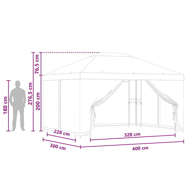 Paviljonki sivuseinillä 4 × 3 m Terrakotta Polyesteri ja teräs