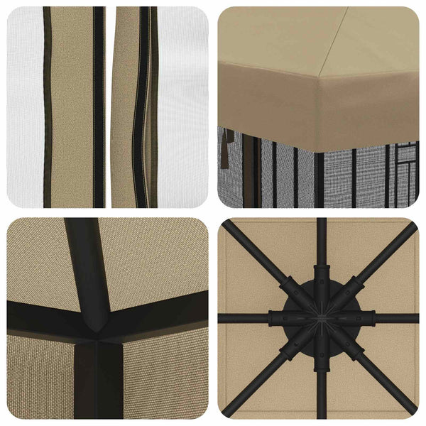 Gazebo-peite sivuseinillä 6 x 3 m Beige Polyesteri 190 gsm