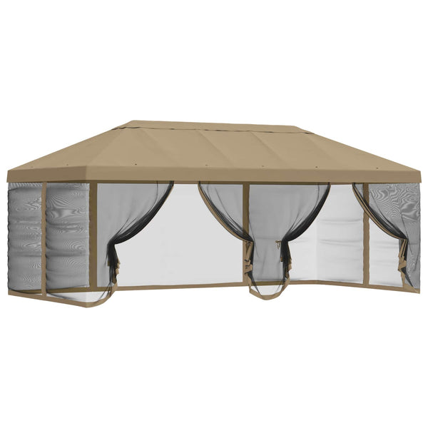 Gazebo-peite sivuseinillä 6 x 3 m Beige Polyesteri 190 gsm