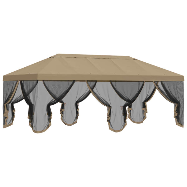 Gazebo-peite sivuseinillä 6 x 3 m Beige Polyesteri 190 gsm