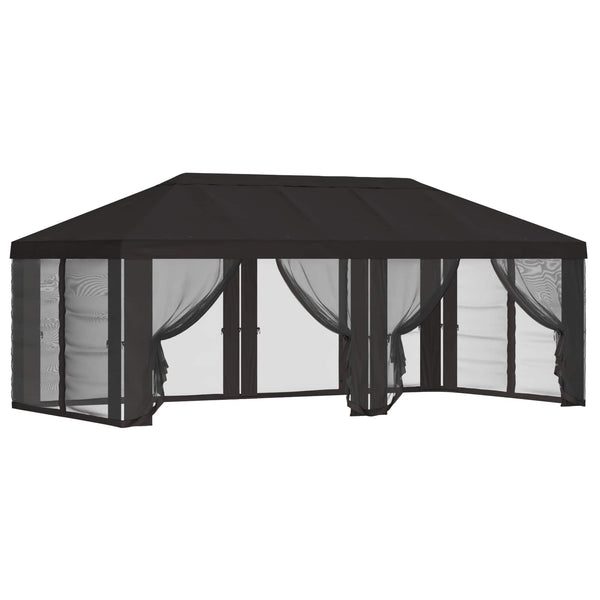 Gazebo-peite sivuseinillä 6 x 3 m Antrasiitti Polyesteri