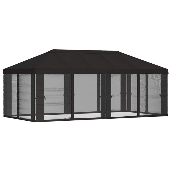 Gazebo-peite sivuseinillä 6 x 3 m Antrasiitti Polyesteri