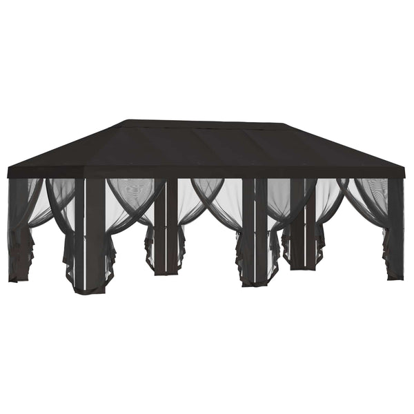 Gazebo-peite sivuseinillä 6 x 3 m Antrasiitti Polyesteri