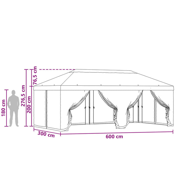 Gazebo-peite sivuseinillä 6 x 3 m Taupe Polyesteri 190 gsm